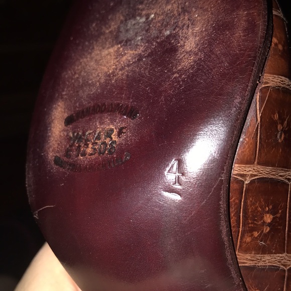 🤎GRIMOLDI MANDEVILLE BROWN CROCODILE 1970s ARGENTINEAN PUMPS SIZE 4🤎 - Picture 8 of 10